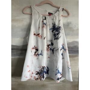 Vince Camuto White Floral Sleeveless Sheer Lined Tank - XL